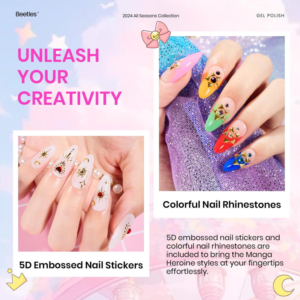 Beetles Gel Polish embossed 5D stickers for stylish nail accents
