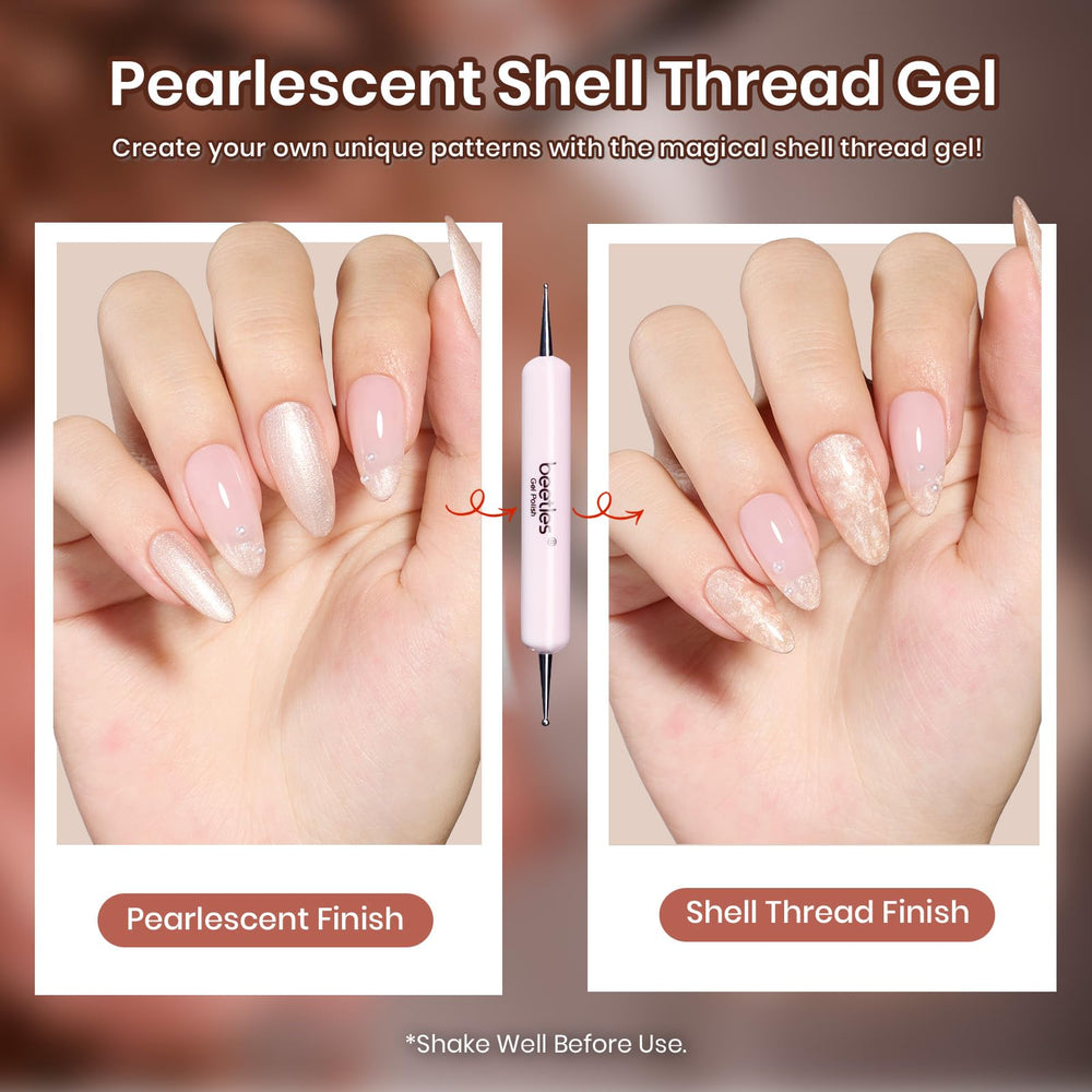 Beetles Gel Polish f900 brownie shade close-up in rich caramel-brown.