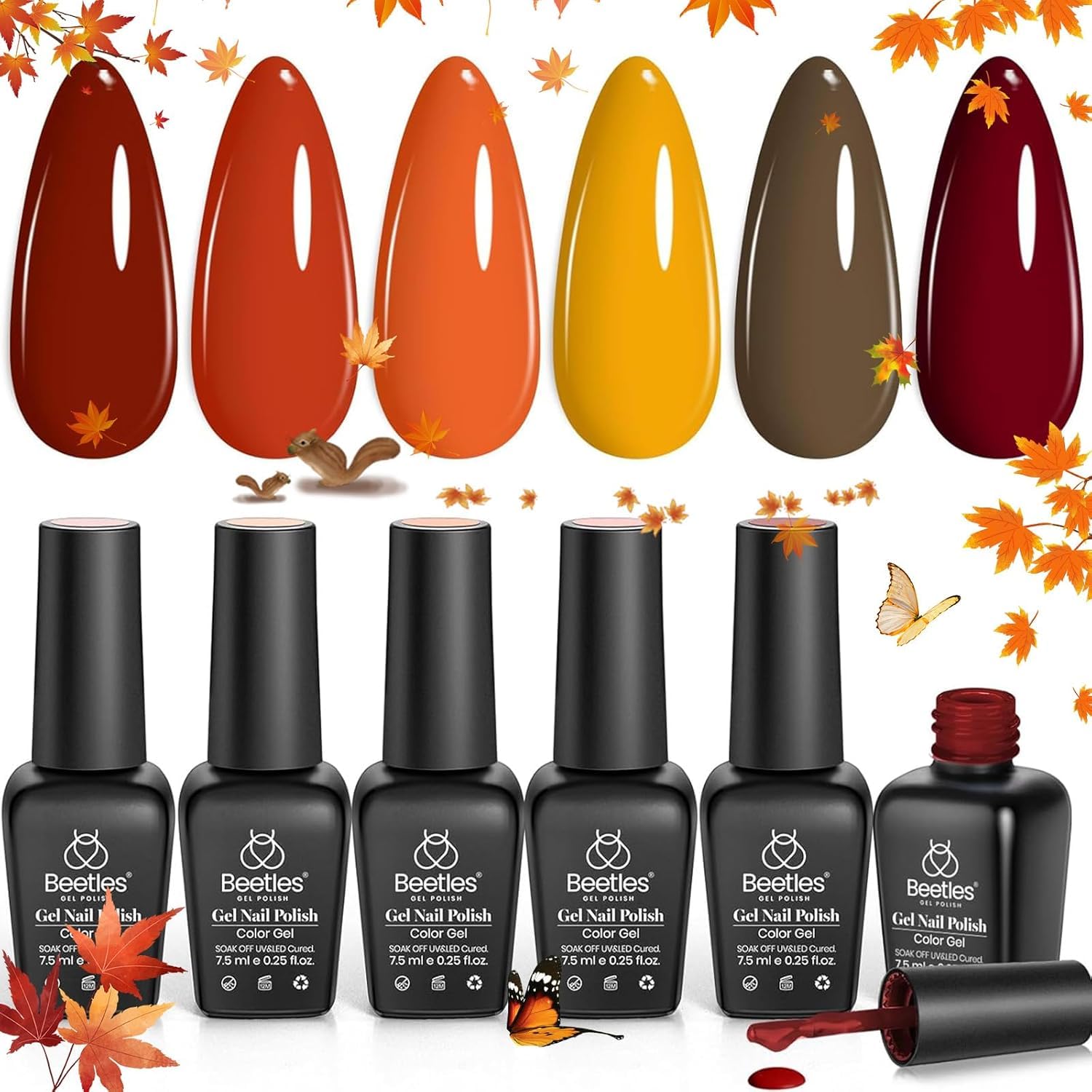 Beetles Gel Polish pumpkin orange for long-lasting fall nails and cozy vibes.