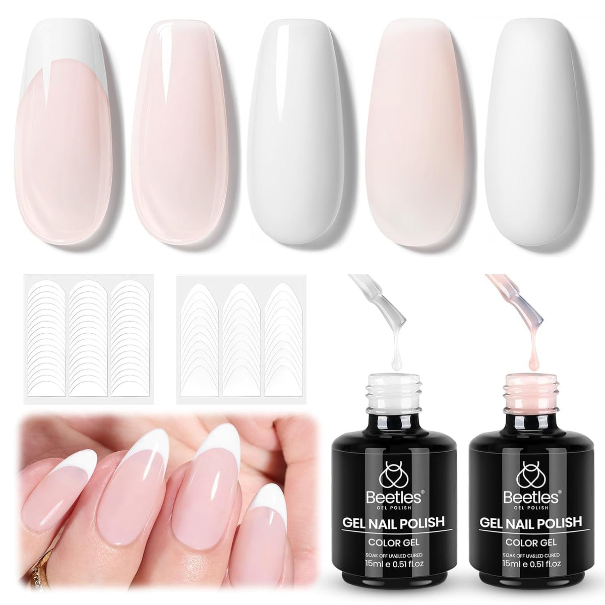 Beetles Gel Polish French Nude swatch for an easy at-home nude French look.