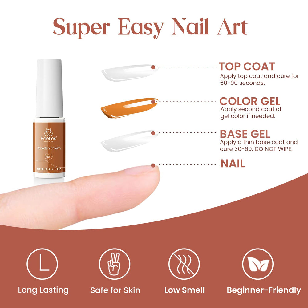 Beetles Gel Polish design examples for French lines and abstract nail art.