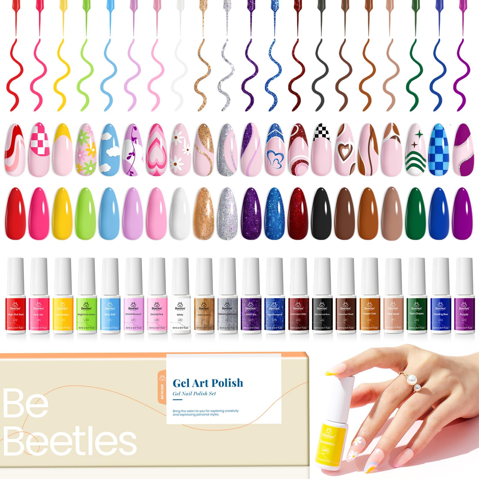 Beetles Gel Polish French-tip liner in-use for precise nail art at home.