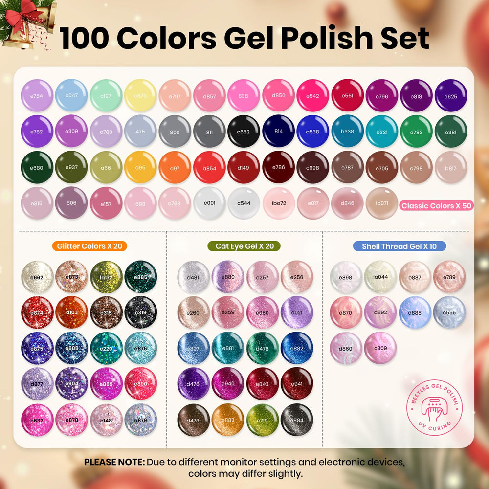 Beetles Gel Polish Gift Set base coat and top coats for durable salon-quality finishes at home.
