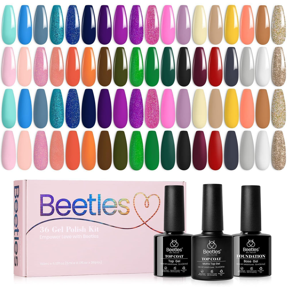 Beetles Gel Polish glitter-foil finishes add festive sparkle and personality.