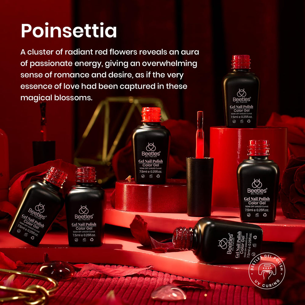 Beetles Gel Polish Glitter Poinsettia detail focuses on sparkling accent for DIY nail designs.