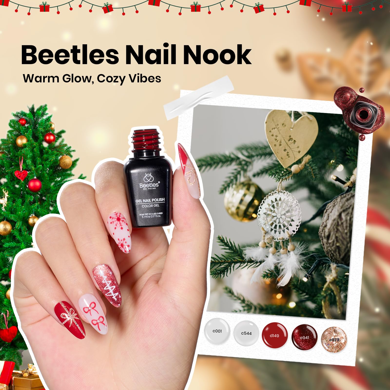 Beetles Gel Polish Holiday Box with pink case for organized, gift-ready nail art kits.