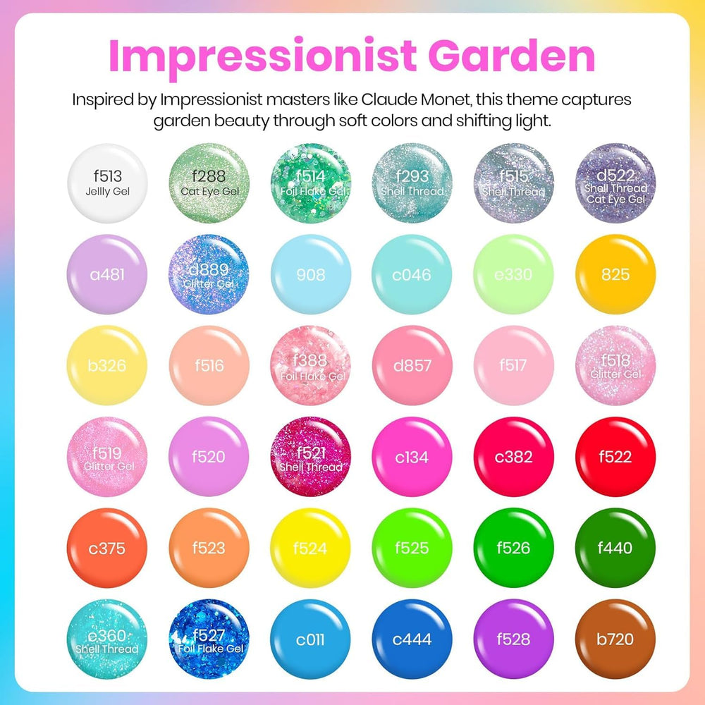 Beetles Impressionist Garden collection swatches show pastel manicure looks