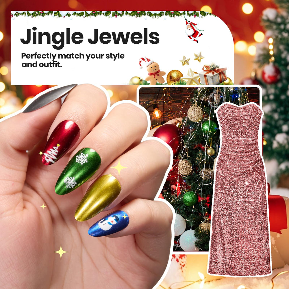 Beetles Gel Polish Jingle Jewels blue-green-orange shades for festive looks