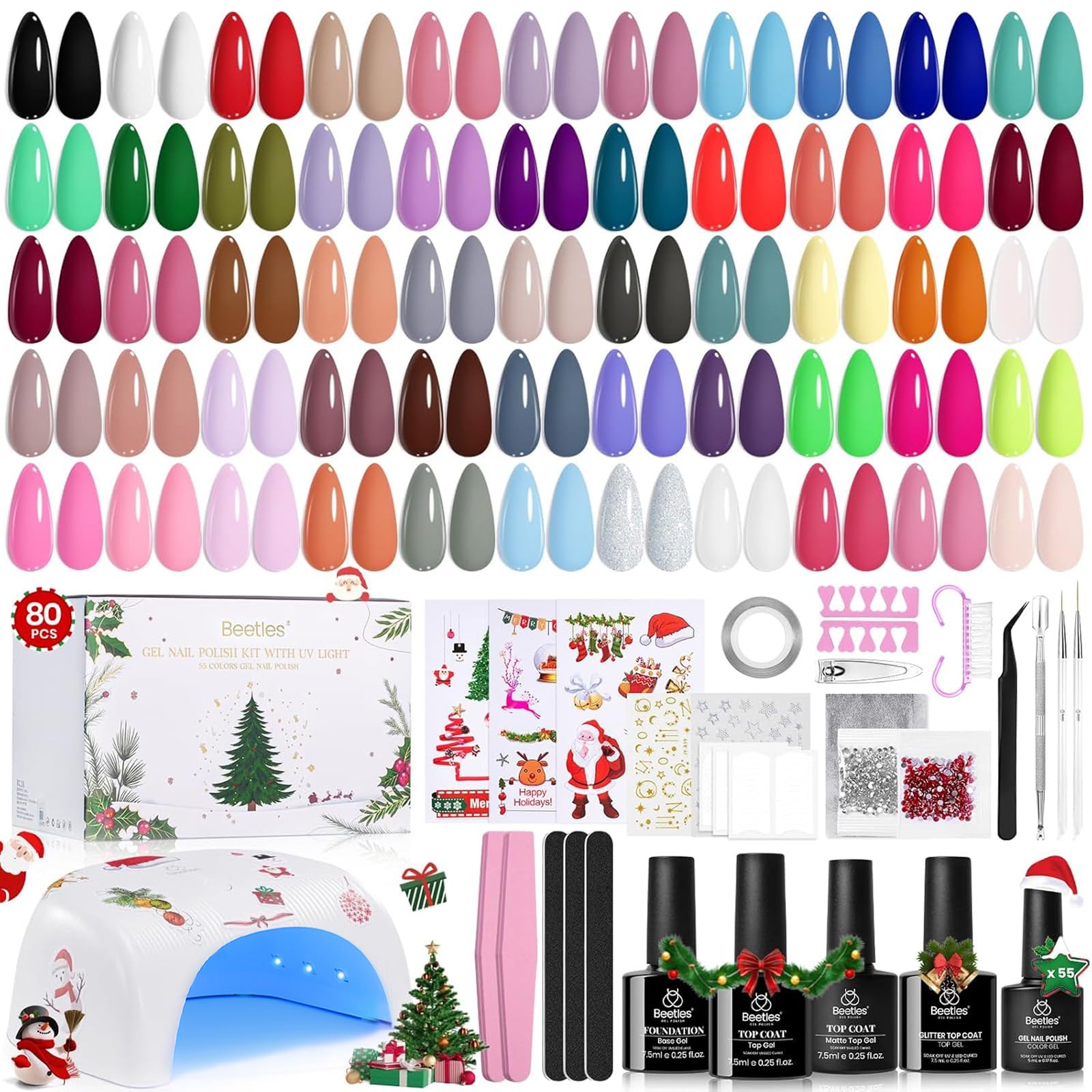 Beetles Gel Polish Kit 55 colors for versatile nail art and salon-like results at home
