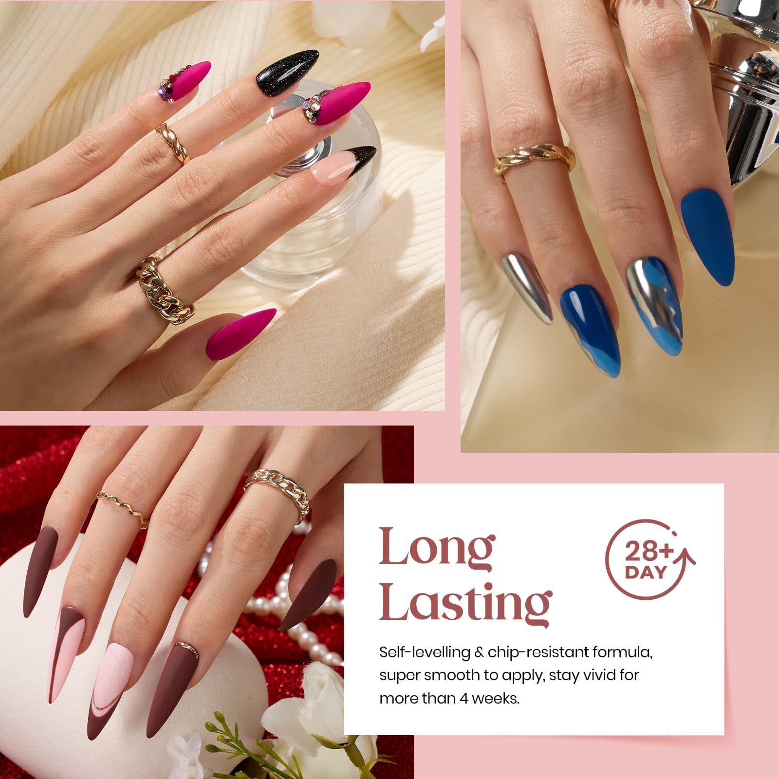 Beetles Gel Polish Kit 28+ days wear with base and top coats for lasting color