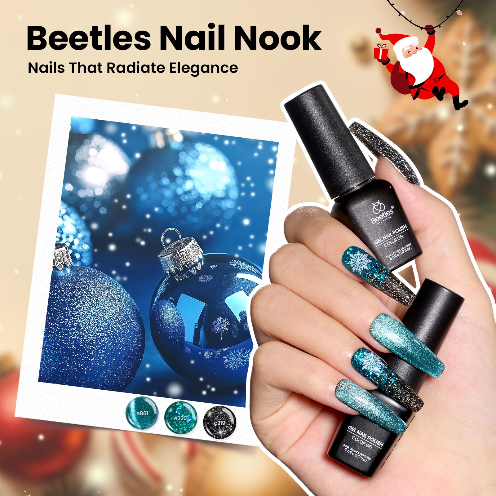 Beetles Gel Polish UV/LED Cure shows quick dry for at-home manicures.
