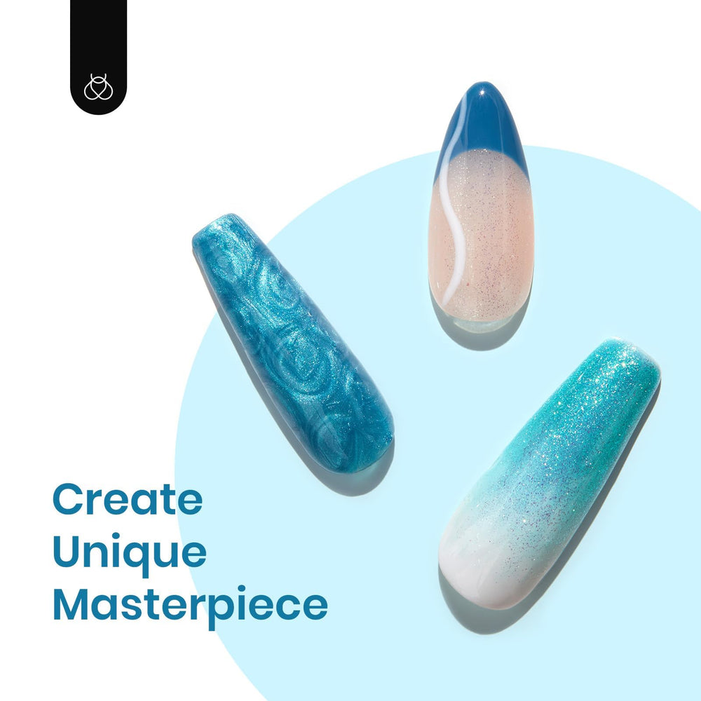 Beetles Light Turquoise shimmer gel polish swatch for ocean-inspired nails