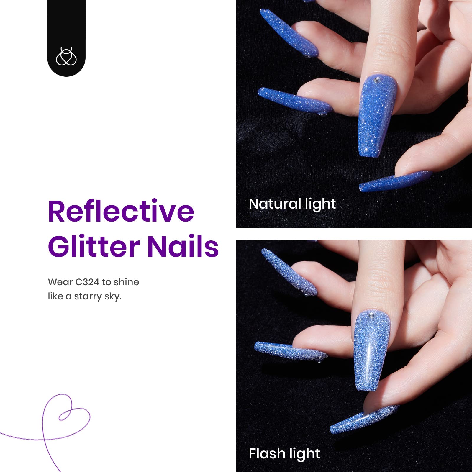 Beetles Gel Polish long-nails effect highlighting vivid color changes.