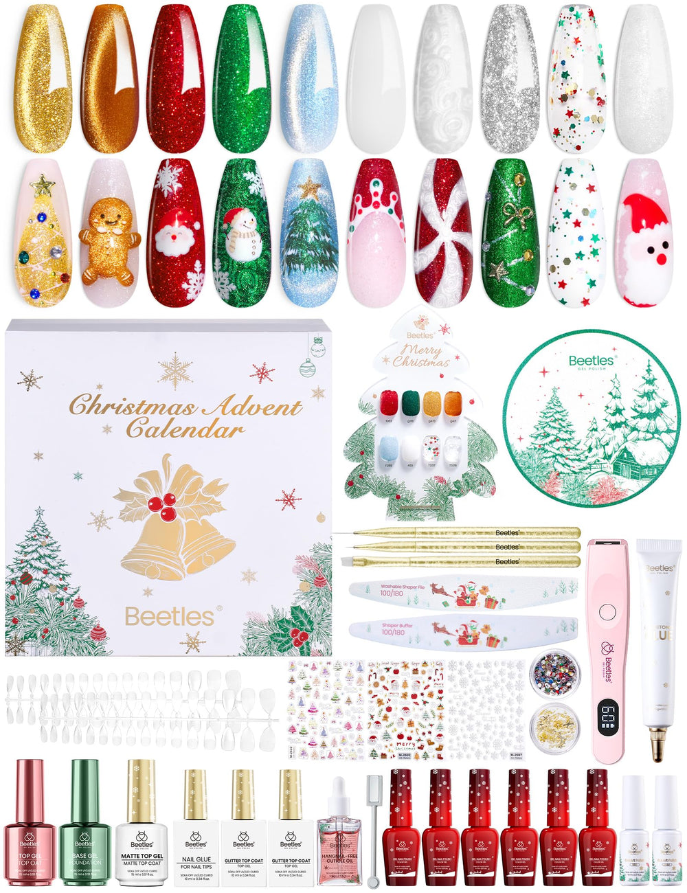 Beetles Merry Glitzmas box cover for holiday nail art inspiration