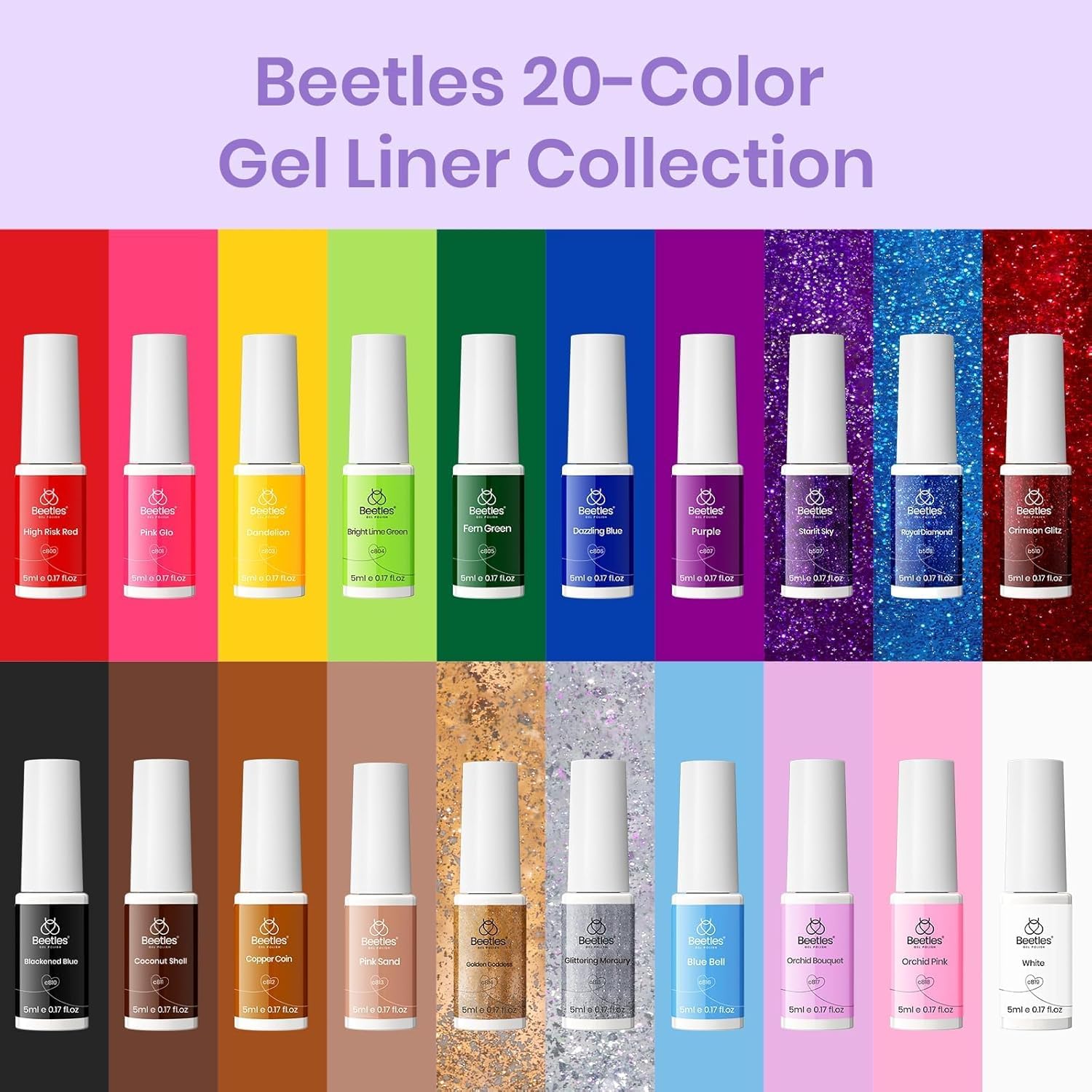 Beetles Gel Polish nail-art patterns inspire cafe-style and doughnut designs.