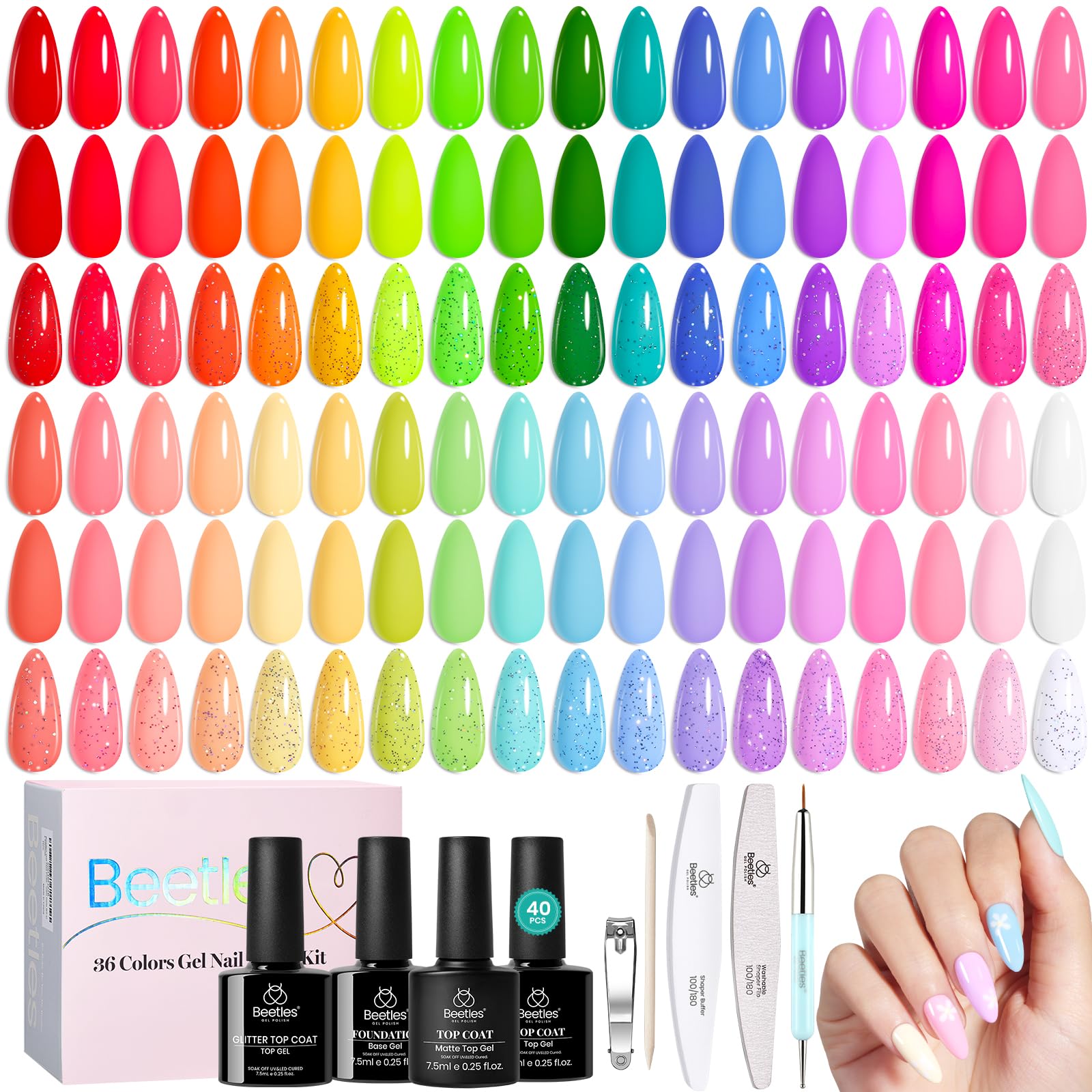Beetles Gel Polish nail-art swatch wheel inspires endless design ideas.