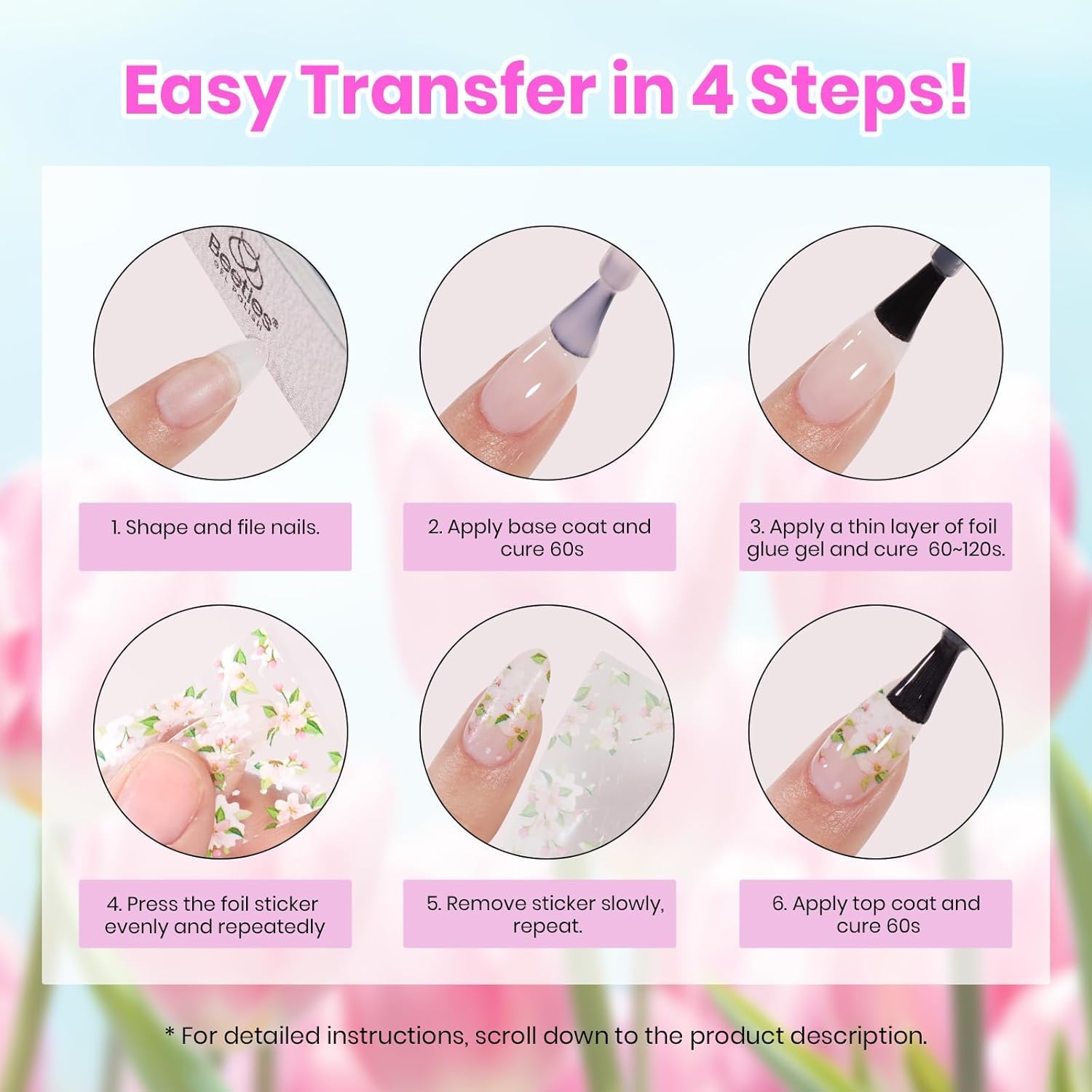 Beetles Flower Nail Art Transfer Stickers for decorative creative designs