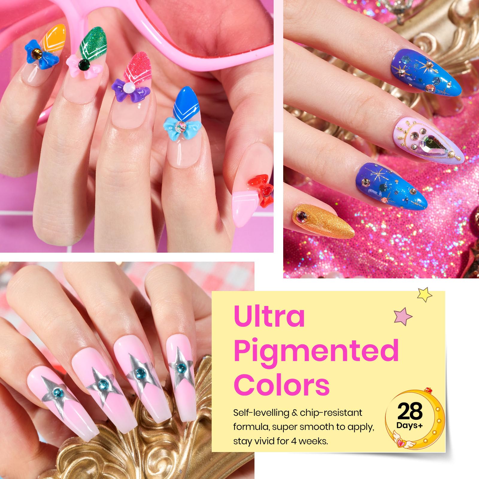 Beetles Gel Polish mixed rhinestones for creative nail art sparkle
