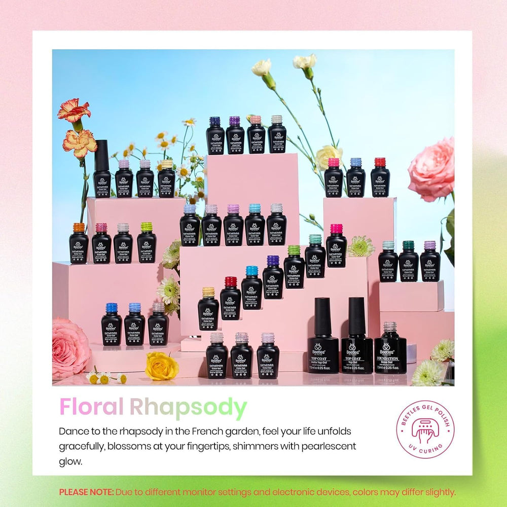 Beetles Gel Polish swatches on nails show smooth, chip-resistant finish.