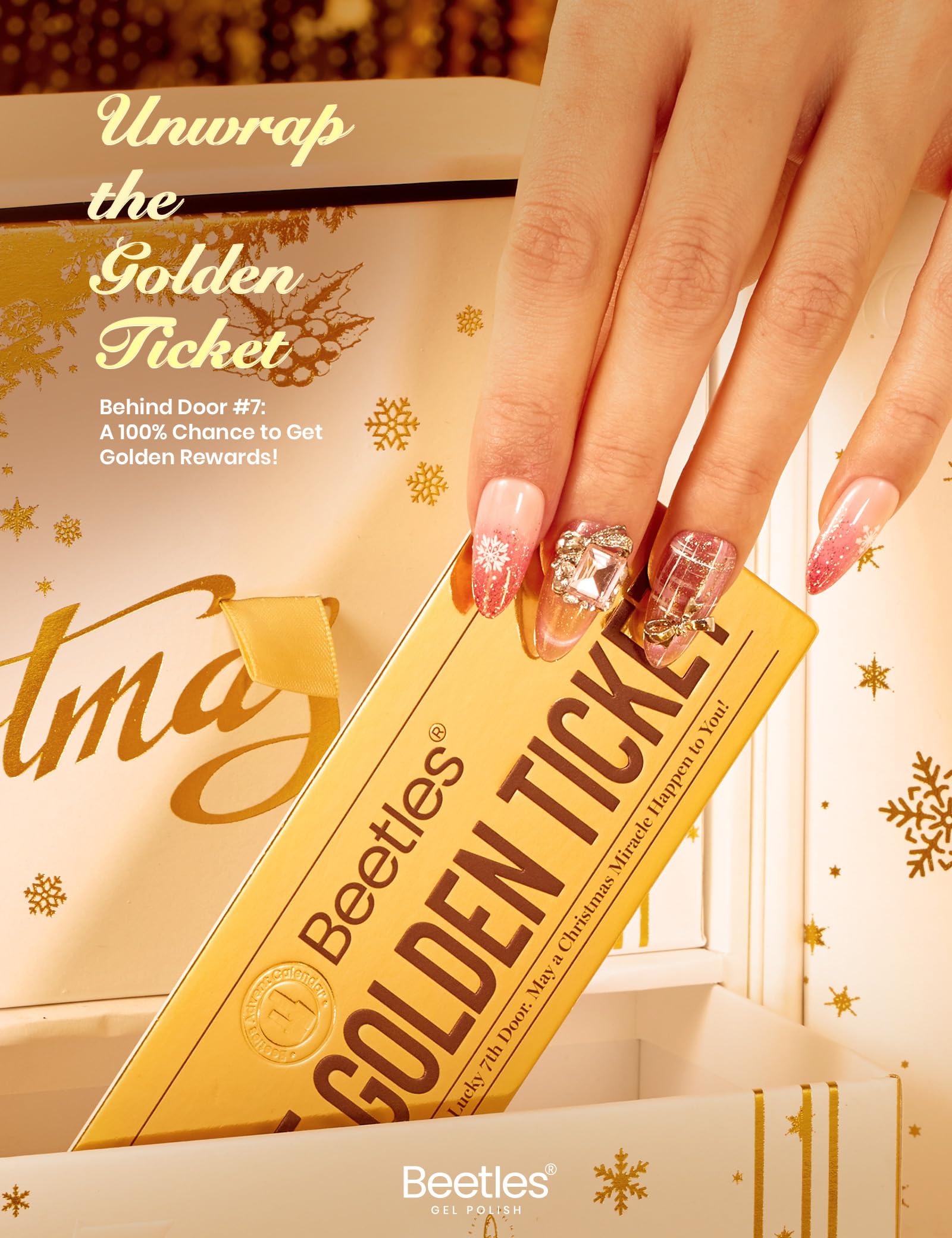 Beetles Gel Polish Nail Stickers and Chrome Charms spark festive nail art