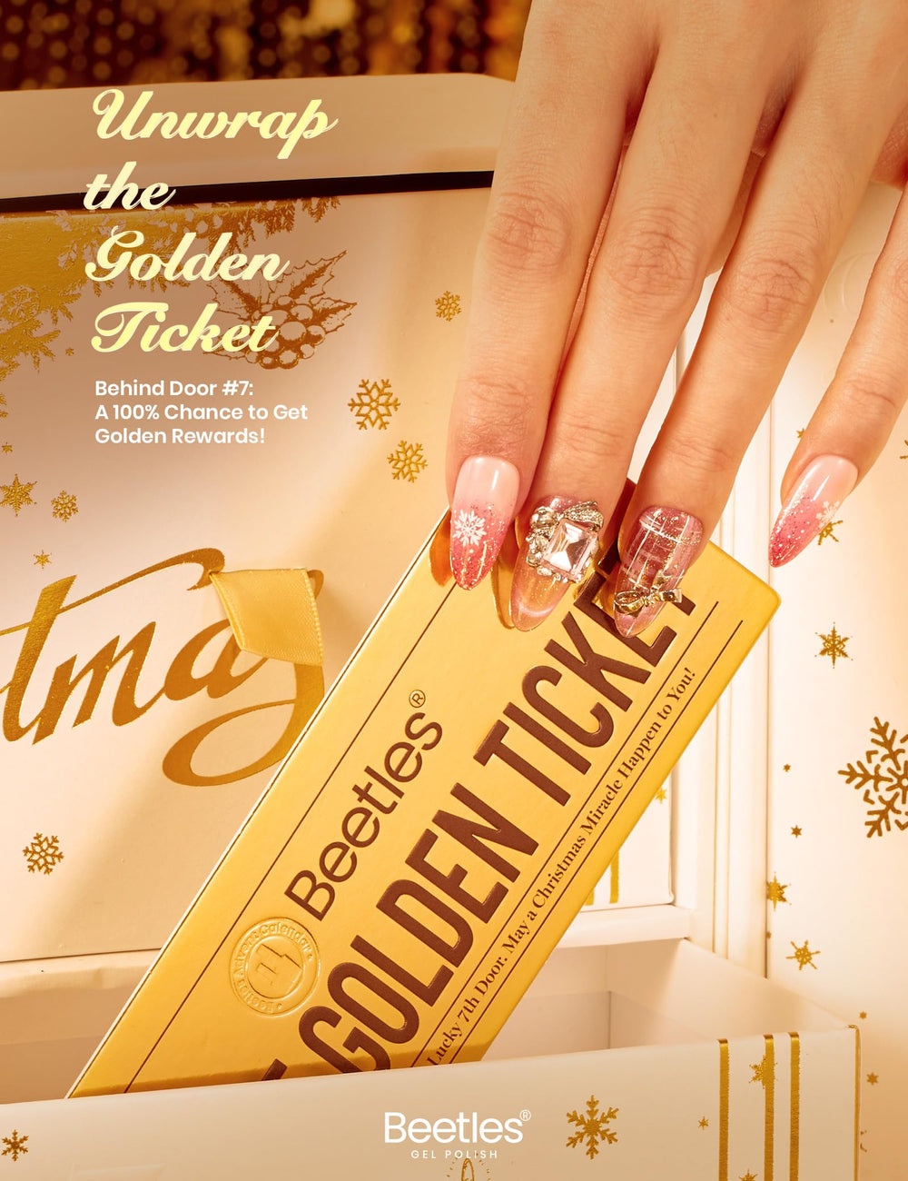 Beetles Gel Polish Nail Stickers and Chrome Charms spark festive nail art