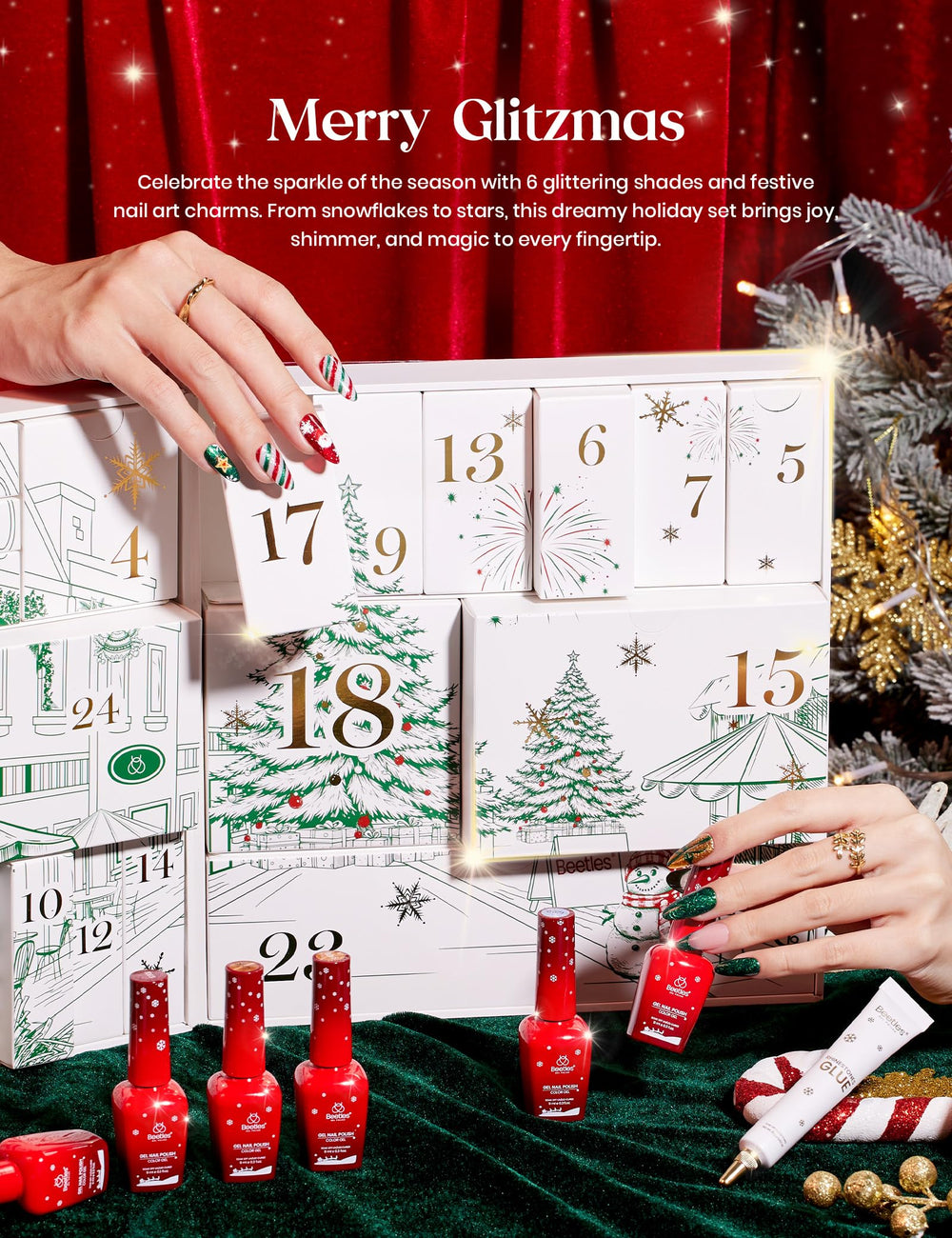 Beetles nail tools and brushes for festive nail art