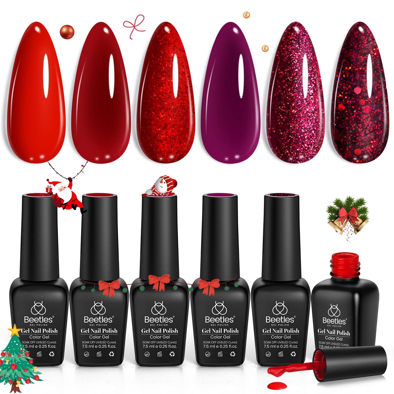 Beetles Gel Polish Poinsettia Set Box showcases festive colors for quick holiday manicures.