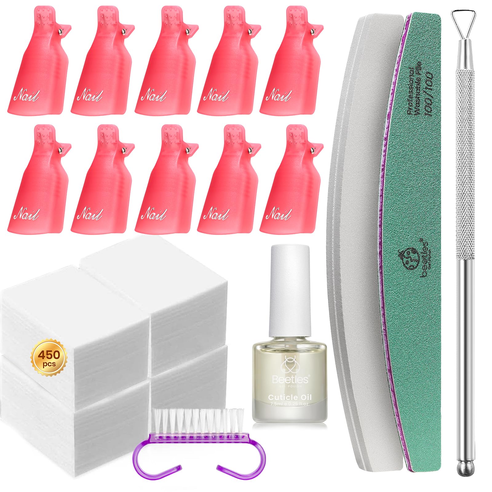 Beetles Gel Polish Remover Clip close-up shows secure grip for at-home removal
