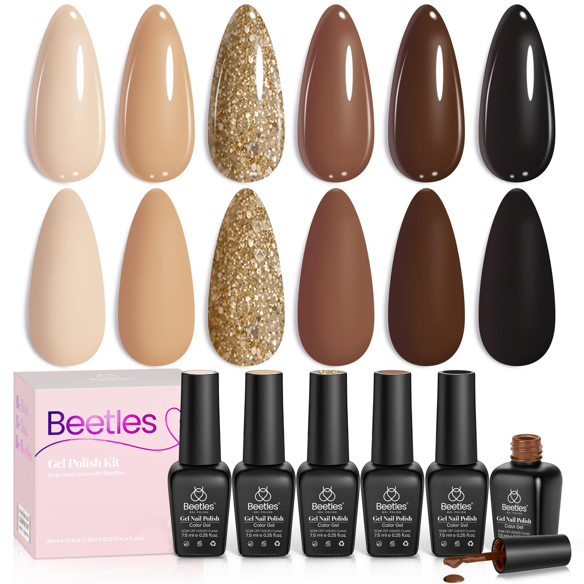 Beetles Gel Polish roasted chestnuts box showcases rich brown tones for autumn nail art