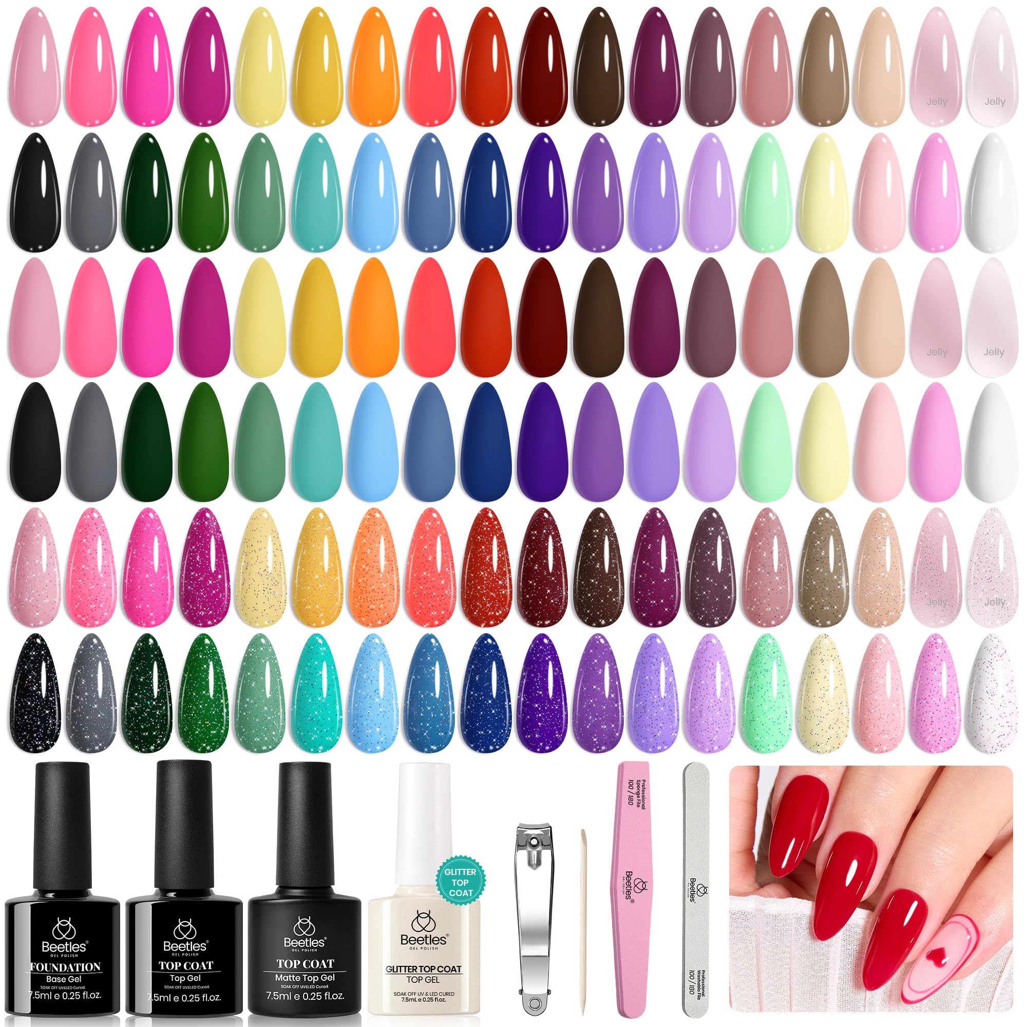 Beetles Gel Nail Polish Set with 36 colors for versatile DIY manicures.