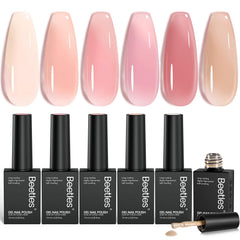 Beetles Nude Gel Polish Set packaging shows six colors for versatile at-home manicures.