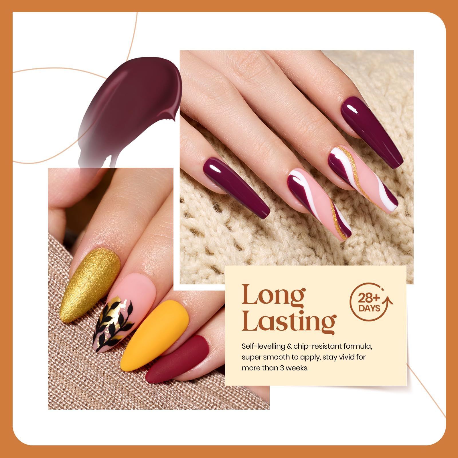Beetles Gel Polish set burgundy shade — sophisticated glossy nails