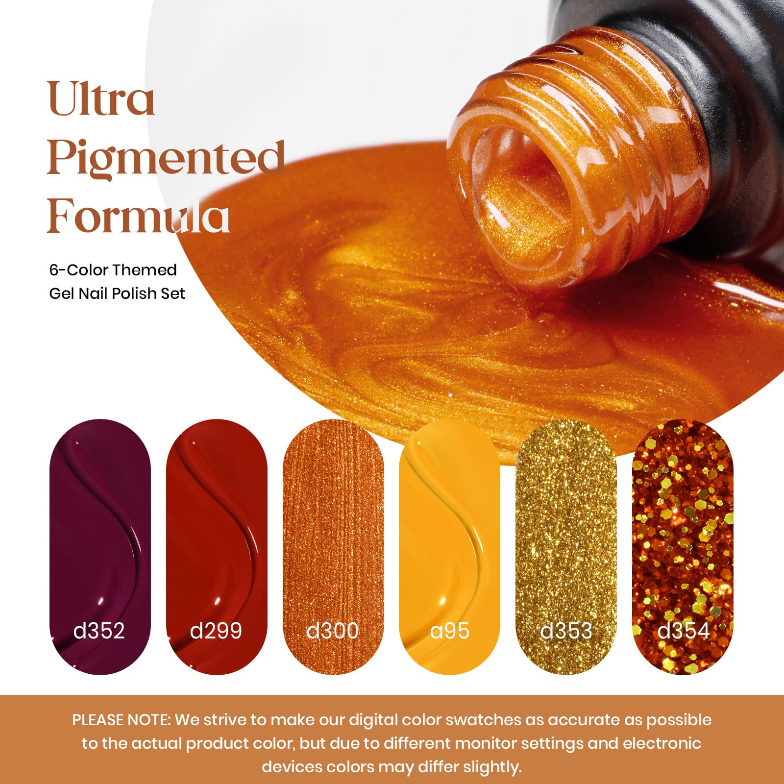 Beetles Gel Polish set glitter orange gold — festive sparkle and durable wear