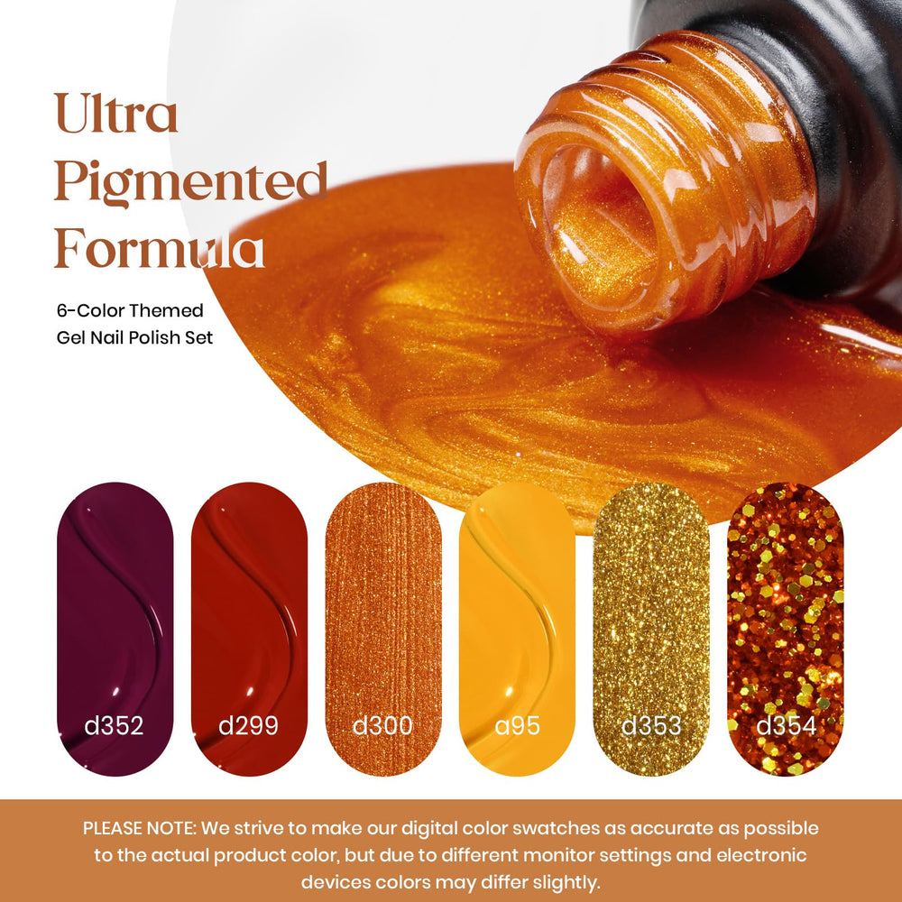 Beetles Gel Polish set glitter orange gold — festive sparkle and durable wear