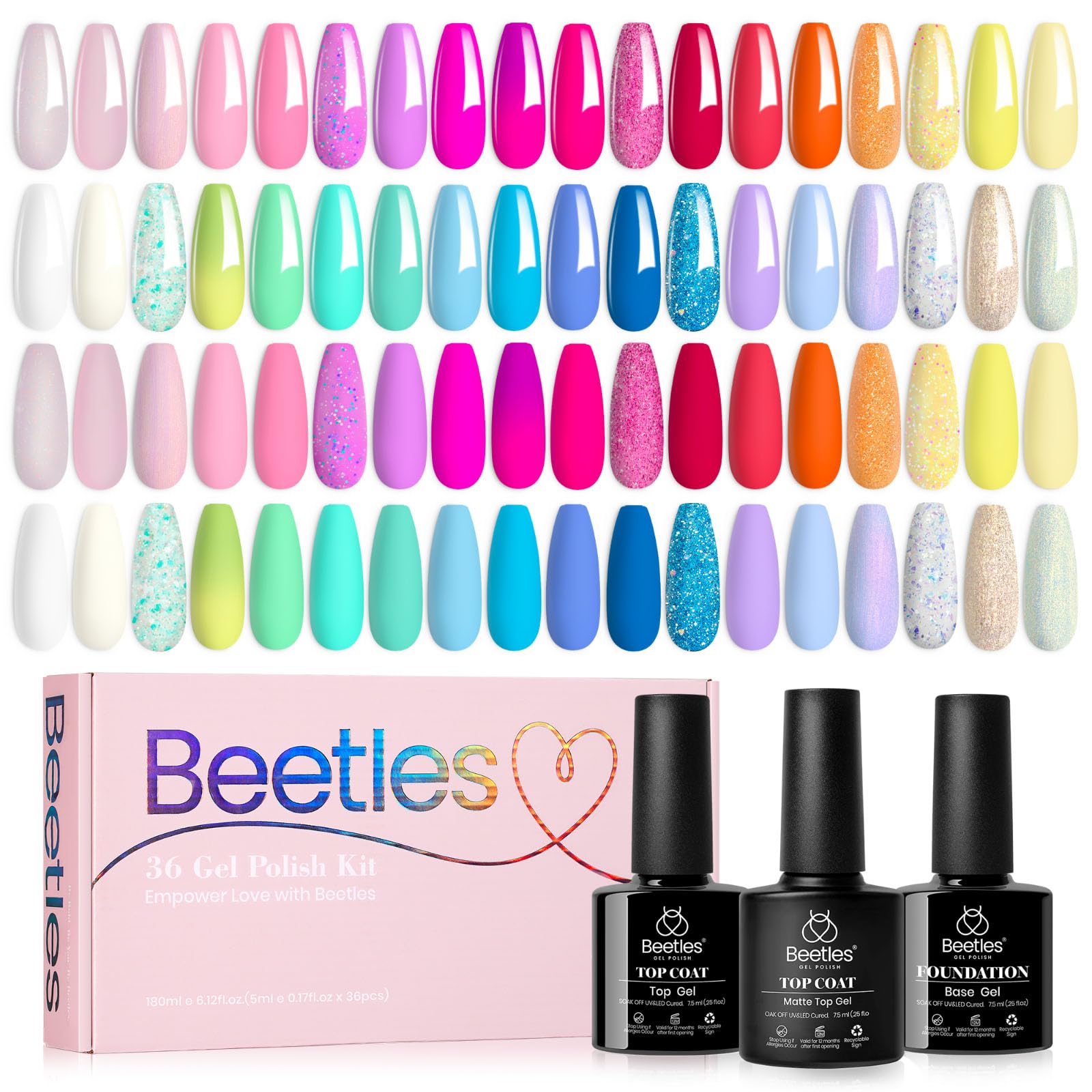 Beetles Gel Polish Set neon color palette for vibrant DIY manicures