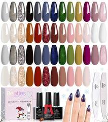 Beetles Gel Polish Set winter collection swatches show festive hues for manicures