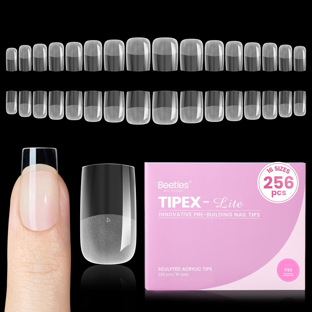 Beetles Gel Polish Tipex Lite Apex Nail Tips pack shows 256-piece set for at-home nail art