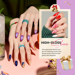 Beetles Gel Polish glossy top coat highlights shiny finish and quick-dry performance