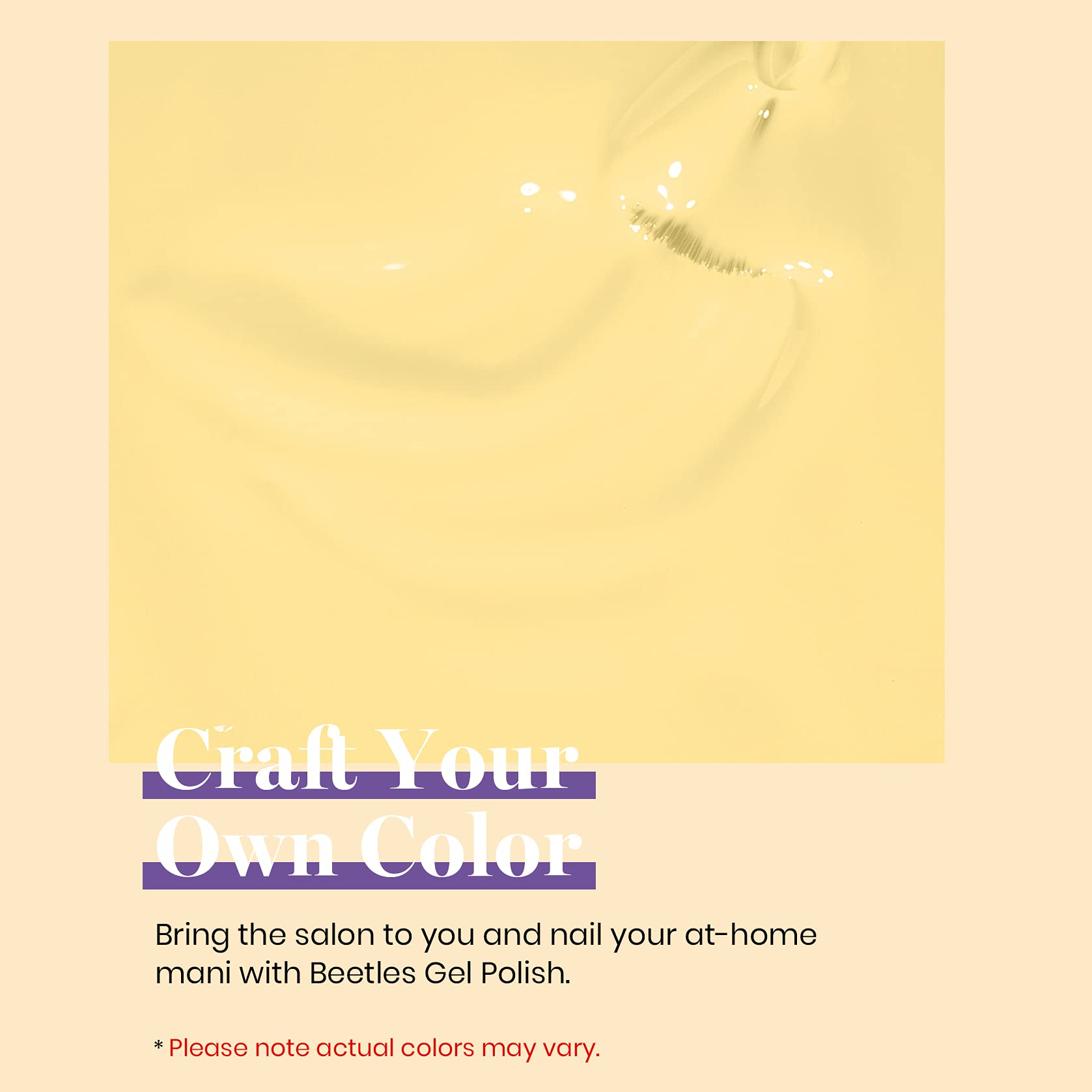 Beetles Gel Polish Yellow Cream shade shown for everyday nail art
