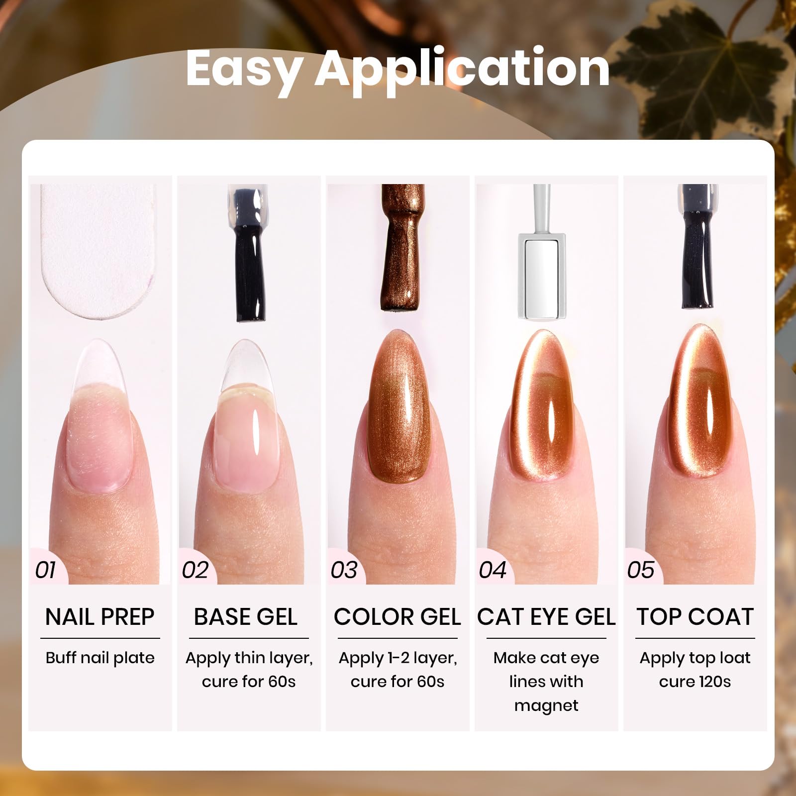 Beetles Gilded Lull magnetic tool and golden sticker highlight cat-eye styling options
