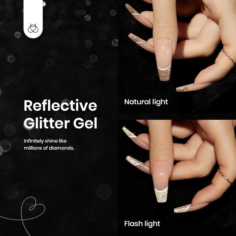 Beetles Glitter Gel Nail Polish C315 swatch offering shimmering winter glow
