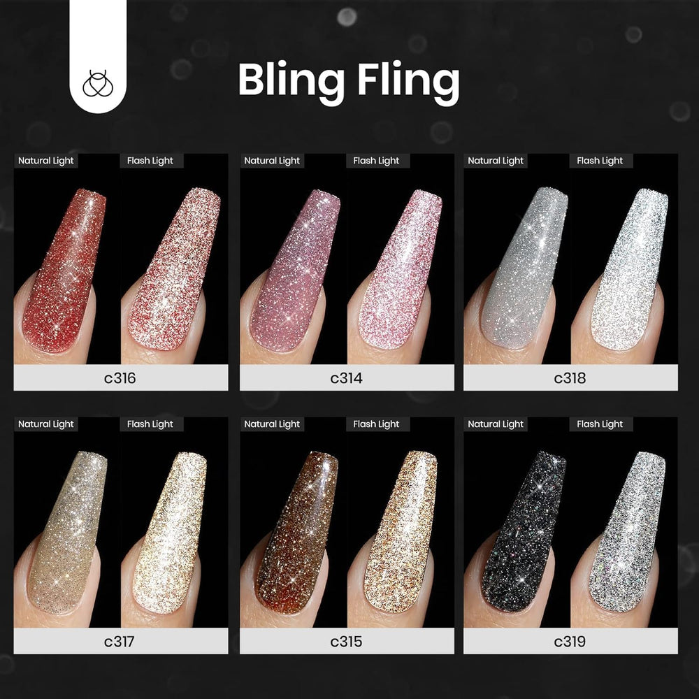 Beetles Glitter Gel Nail Polish C316 swatch showcases radiant micro-glitter for festive nails