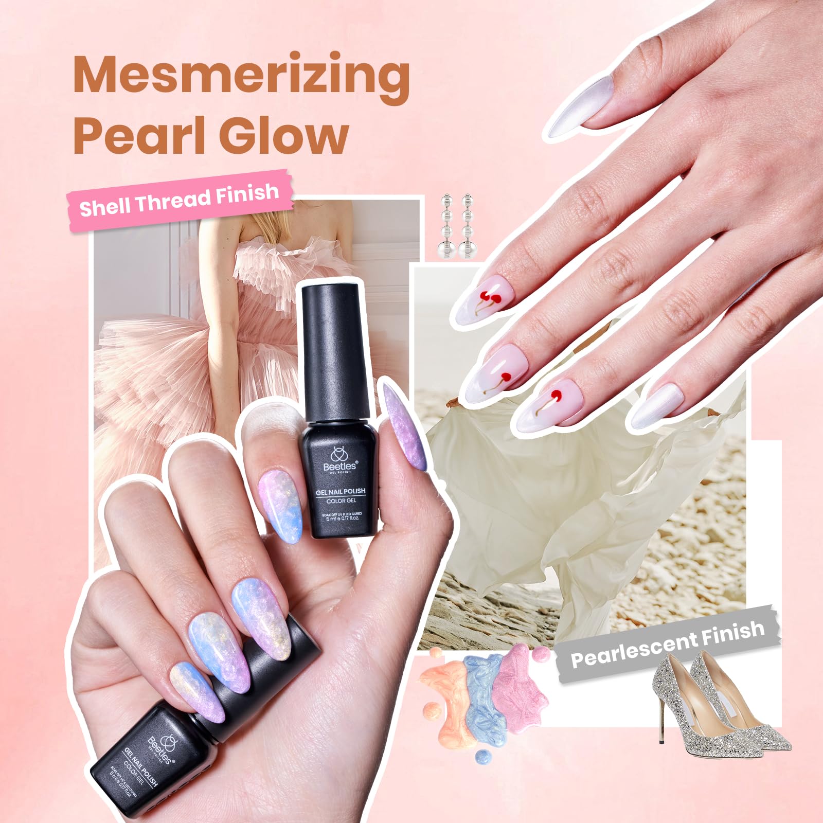 Beetles glitter gel polish bottles capture sparkly textures for party-ready nails.