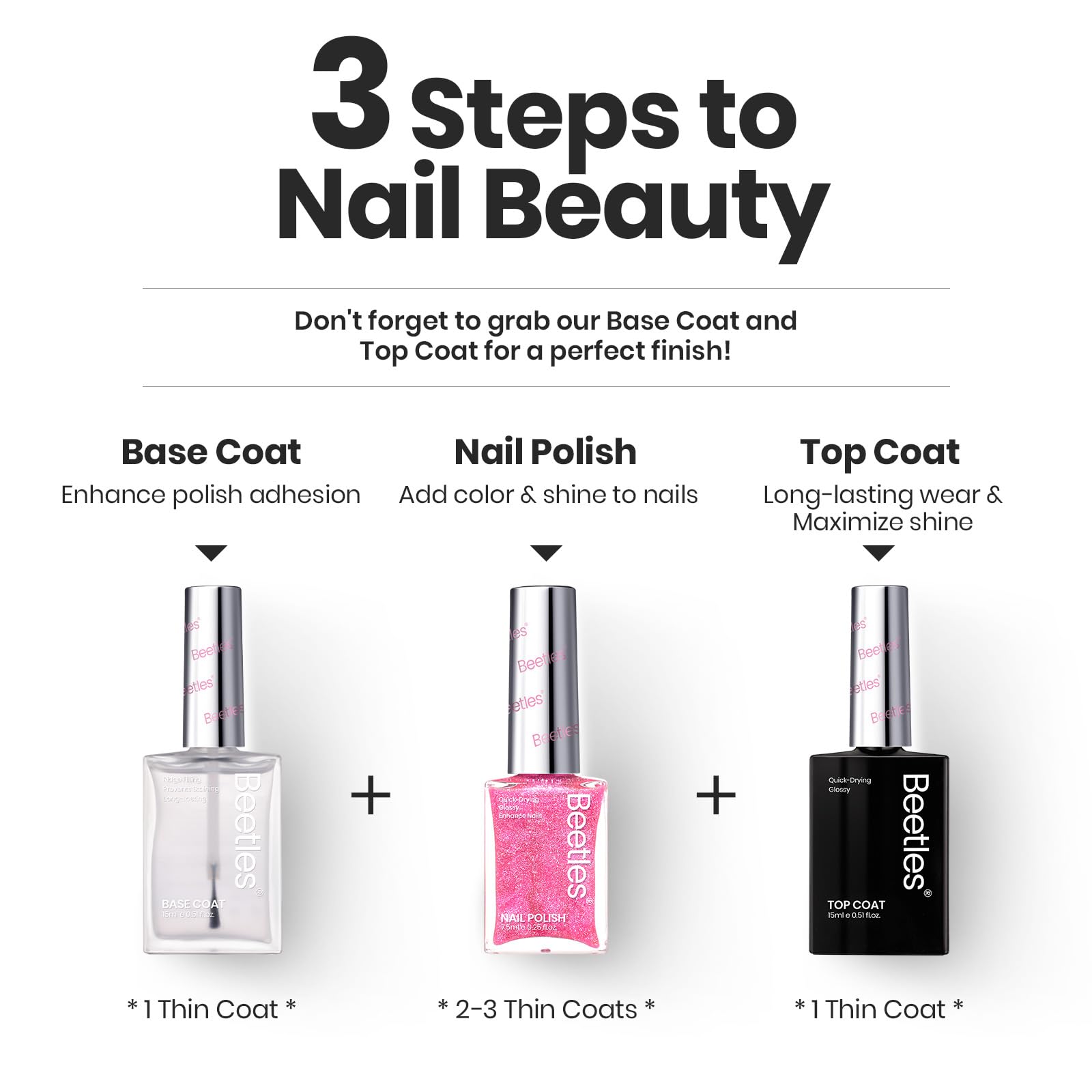 Beetles Glitter Nail Polish Set beginner-friendly brush enables smooth application