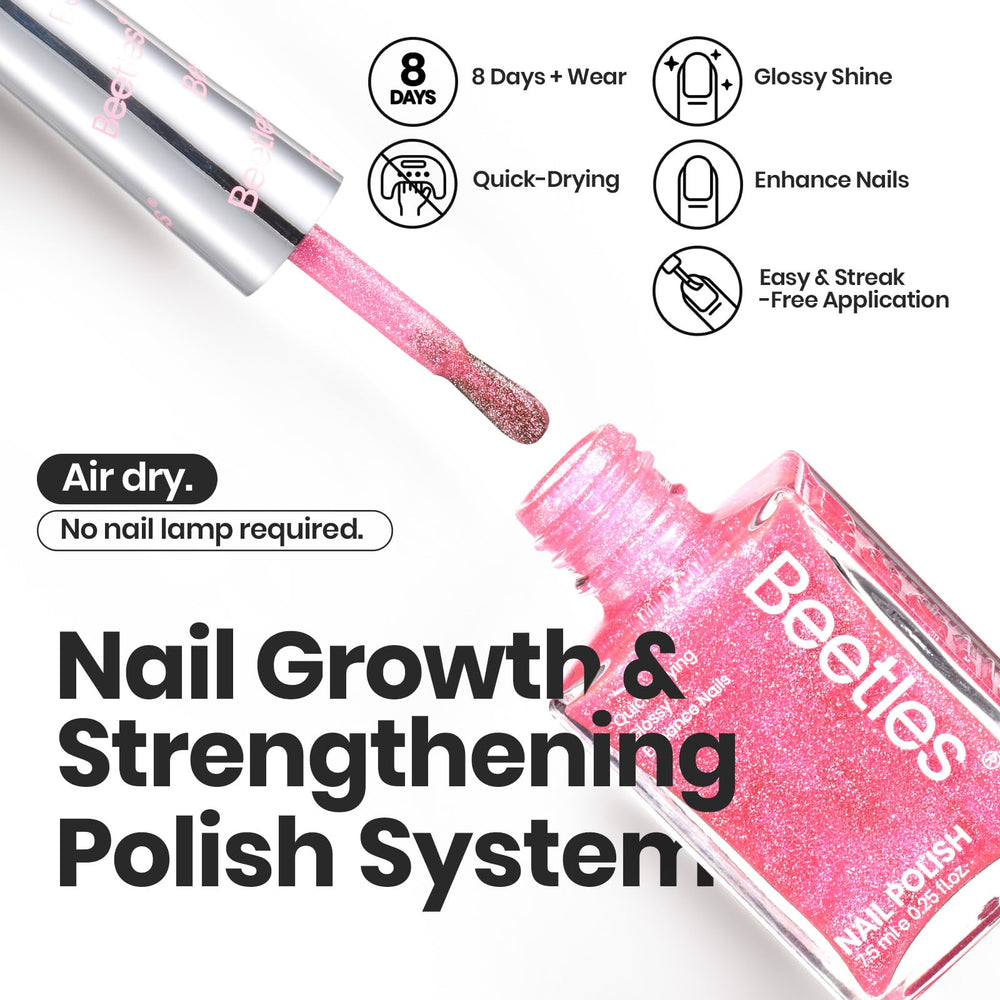 Beetles Glitter Nail Polish Set rose-pink-glimmer shade for day-to-night wear