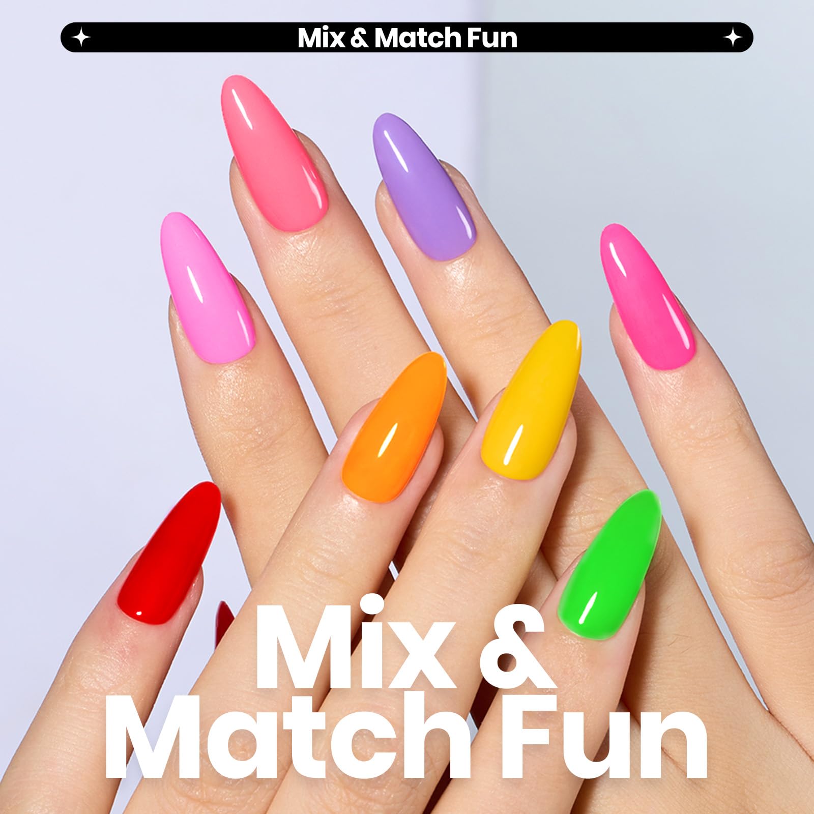 Beetles Glitter Neon Nail Polish Set drying fast without lamp for busy schedules.