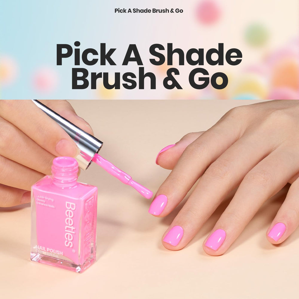 Beetles Glitter Neon Nail Polish Set glossy finish adds vibrant shine.