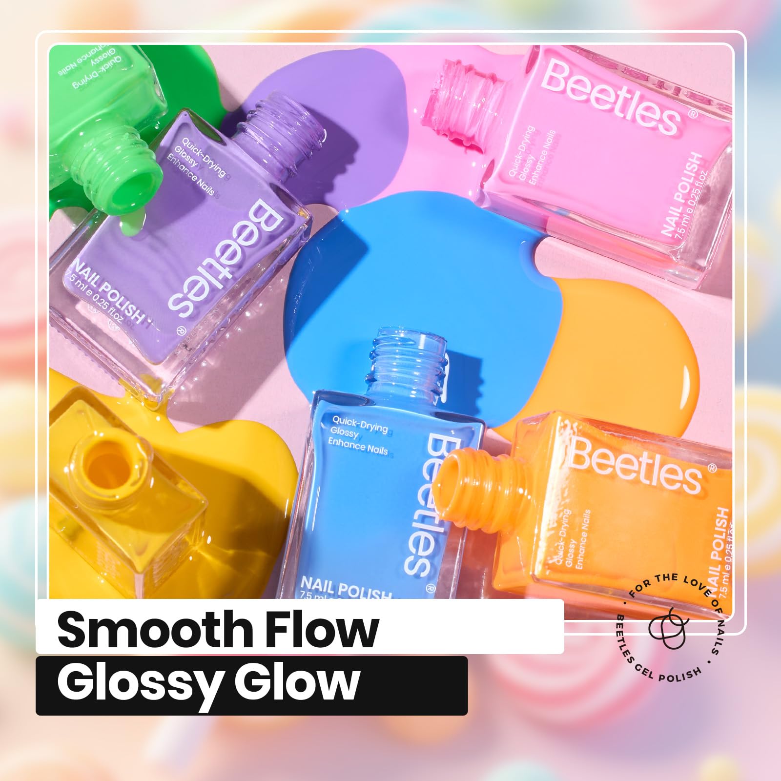 Beetles Glitter Neon Nail Polish Set low odor formula for comfortable at home use.