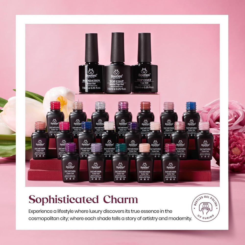 Beetles glossy top coat delivers high-shine finish on every shade.