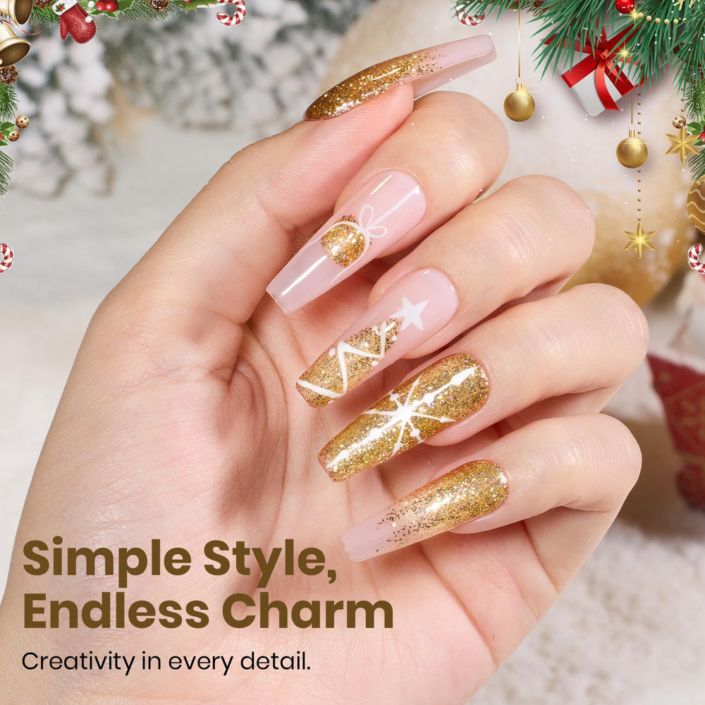 Beetles Gold Gel Nail Polish Starlit layering idea for layered holiday or evening looks.